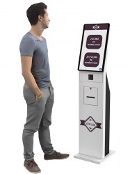 Borne d'accueil Balden avec TPE et code barre