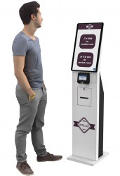 Borne d'accueil Balden avec TPE et code barre