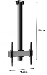 Fixation support écran vitrine magasin suspendu