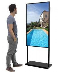 Ecran vitrine 75 pouces sur pied